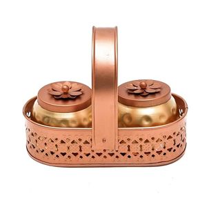 Ensemble de pots à épices en cuivre avec poignée, design chinois traditionnel, couvercles métalliques hermétiques faits à la main, pour la cuisine - Product Image 3