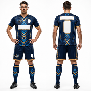 Nouveaux ensembles d'uniformes de football, coupe athlétique, tissu en maille respirant, broderie, numéro personnalisé, vêtements d'équipe de club - Product Image 2