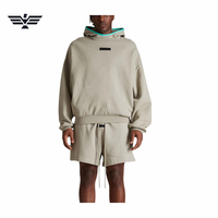 Ensemble sweat-shirt et short pour homme, blanc, à capuche, en molleton respirant, style streetwear, couleur unie, 100% coton tissé, veste zippée, printemps