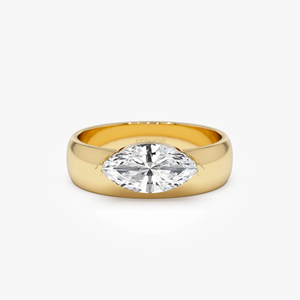 Bague de fiançailles unique en or jaune pour femme, diamant taille marquise 1 carat, style classique, pierre naturelle - Product Image 1