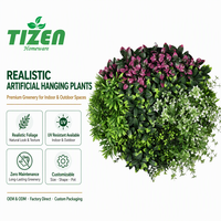 Plante artificielle suspendue de 50 cm, fausse, feuillage mixte avec feuilles rouges, matériau PE résistant aux UV, pour la décoration intérieure et extérieure