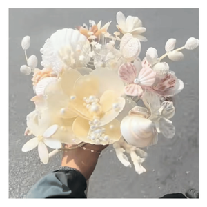Centre de table élégant en forme de coquillage floral |   Décoration de mariage en bord de mer pour cérémonie sur la plage - Product Image 3