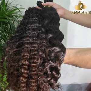 Cheveux en vrac Deep Wave Ombre Noir Naturel Brun Double Drawn Cheveux Humains Vierges Vietnamiens pour Tresses Vente en Gros - Product Image 2