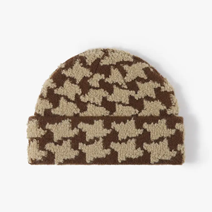 Gorro Unisex de Acrílico con Diseño a Cuadros, Estampado Jacquard, Gorro de Invierno para Adultos, Uso Casual, 56-58CM - Product Image 4