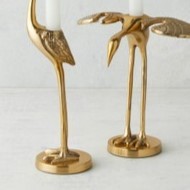 Ensemble de bougeoirs décoratifs en laiton doré de luxe, motif grue et héron, pour décoration vintage de maison et de mariage