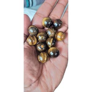 Sphère en œil de tigre jaune sculptée en gros, 15-17 mm, sans trou, sans perçage, décoration Feng Shui pour la maison, artisanat en cristal, minéraux - Product Image 3