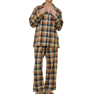 Ensemble de pyjama en satin polyester/coton pour femmes, vêtements de nuit à carreaux d'hiver, vêtements de détente deux pièces, respirant et écologique - Product Image 1
