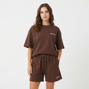 Custom Logo <b>Women's</b> Comfortable Short <b>Women's</b> Solid Twin Set <b>2</b>-<b>Piece</b> Casual Summer <b>Outfit</b> with Shirt & Shorts Breathable <b>Women</b> - Product Image 4