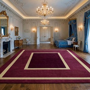 Tapis de luxe en laine unie extra épaisse, fait main, couleur crème bordeaux, moderne, adapté aux animaux domestiques, élégant, rectangulaire, pour salon - Product Image 3