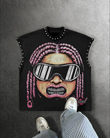 T-shirt sans manches surdimensionné Y2K vintage punk entièrement personnalisé, imprimé graphique hip-hop, col écologique, 100 % coton respirant
