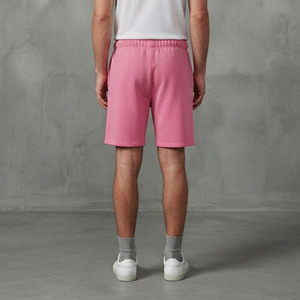 Shorts en molleton 100 % coton de haute qualité pour homme, confortables, décontractés, couleur rose unie, style sport. - Product Image 2