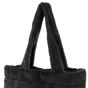 Bolso Tote de Peluche Negro AKA, Bolso de Mano Suave, Bolso de Hombro, Elegante, Moderno, Espacioso, para Uso Diario, Idea de Regalo - Product Image 4