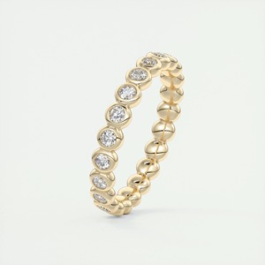14k Yellow Gold Bezel Set Diamond <b>Ring</b> 1.35CT Brilliant Lab Grown IGI Certified Minimalist Women's Eternity Band <b>Stacking</b> <b>Ring</b> - Product Image 1