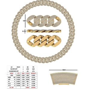 Cadena Cubana de Eslabones Gruesos con 29ctw de Diamantes Redondos Cultivados en Laboratorio, Cierre de Caja de 18mm, Collar Certificado IGI, Venta al por Mayor, Oro Sólido de 14K y 18K - Product Image 2