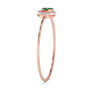 Bracelet en diamant Green Petal Orbit avec cadre fin en or rose et motif floral circulaire central - Product Image 4