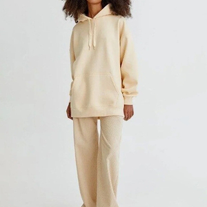 Vente flash : sweat à capuche oversize en coton 100% pour femme, manches longues, fitness, décontracté, impression de logo personnalisée - Product Image 2