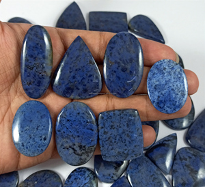 Wholesale Price High Quality Natural Dumortierite Loose Gemstone Mineral Cut Cabochon 20mm-35mm <b>Silver</b> Brass Jewelry Making - Product Image 1