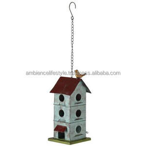Nichoir en métal haut de gamme à suspendre pour jardin, abri décoratif extérieur pour moineaux, pinsons et autres oiseaux de cour. - Product Image 4