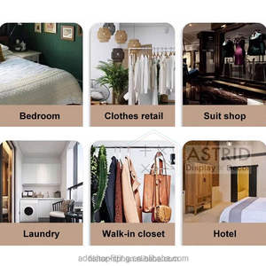 Moderno Exhibidor de Ropa de Acero Inoxidable Blanco Cromado Personalizado, para Trajes, Vestidos de Novia, Vestidos Formales, con Ruedas Móviles - Product Image 6