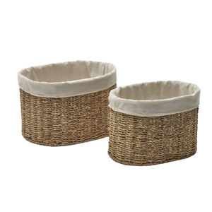 Cesta ovalada de junco marino, cesta de junco marino natural, cesta plegable con forro para almacenamiento en el hogar, cesta al por mayor de Vietnam - Product Image 5