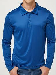 Polo en polyester pour homme à manches longues, qualité durable, tissu interlock, couleur unie, coupe classique, uniforme professionnel, nouveau - Product Image 4
