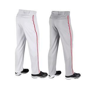 Pantalon de sport pour homme en polyester blanc et gris avec bande latérale rouge, fermeture éclair, poches, évacuation de l'humidité, coupe régulière, protection UV, respirant - Product Image 1