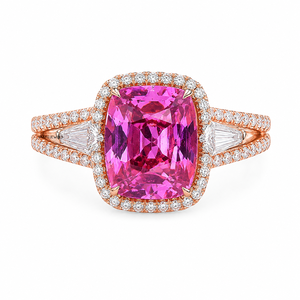 Anillo de Boda con Zafiro Corte Cojín y Diamantes Laterales en Forma de Cometa en Oro de 10K/14K/18K con Baño de Rodio, Estilo Minimalista - Product Image 3