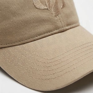 Beige 6-Panel <b>Baseball</b> <b>Cap</b> with Embroidered Logo Front Panel Fitted Unisex Casual Hat 100% Cotton Adult Size 58-60CM - Product Image 4