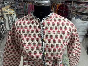 Hand Embroidered <b>Quilted</b> Cotton <b>Jacket</b> Women Mandarin Collar Floral <b>Pattern</b> Single Button Autumn Winter Wear GIFT FOR HER - Product Image 4