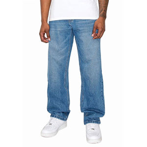 Jeans personnalisés pour hommes, coupe ample et décontractée, jambe large, style vintage, denim délavé gris, pour hommes - Product Image 5