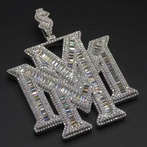 Moissanite Baguette Diamond Iced Out <b>Pendant</b> 925 Sterling <b>Silver</b> Fashion Jewelry Custom Letter Name <b>Initial</b> <b>Pendant</b> For Men - Product Image 1