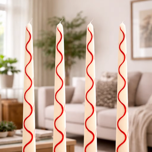 Velas Decorativas Espirales Rojas Hechas a Mano, Velas Modernas y Elegantes para Decoración del Hogar, para Bodas, Navidad, Cumpleaños (Juego) - Product Image 1