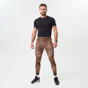 Men's Leopard Print Compression <b>Leggings</b> With Drawstring Shorts Spandex Polyester Men Yoga Fitness 2 in 1 <b>Leggings</b> - Product Image 4