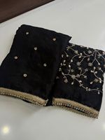 Sari en satin avec dentelle miroir et travail de sequins, blouse complète pour mariage, tenue traditionnelle indienne