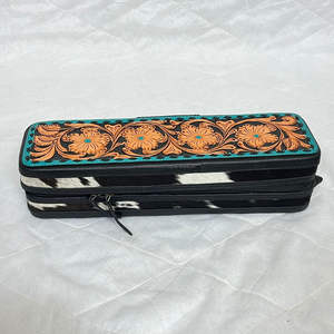 Nuevo Estuche de Piel de Vacuno Hecho a Mano para Rizador de Pelo, con Diseño Floral Occidental, Organizador de Herramientas para el Cabello con Cierres de Cremallera - Product Image 5