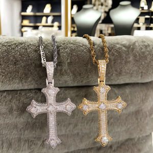 Starspire Sin Aranceles, Certificado GRA, Plata de Ley 925 Chapada en Oro, Estilo Hip Hop, con Incrustaciones de Diamantes Moissanite VVS, Colgante de Cruz - Product Image 5