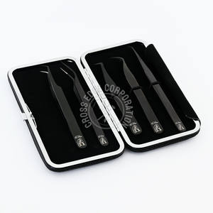 Custom Made Fiber tip lash tweezer 45 90 degree Eyelash Extension Tweezer <b>Set</b> Lash Extension Volume tweezers for False Eyelashes - Product Image 5