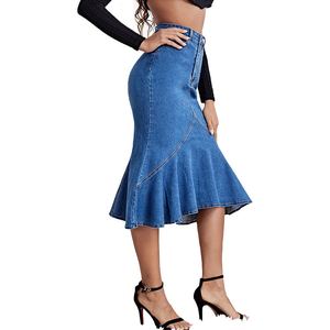 Nouvelle jupe en jean élégante pour femme, style Y2K, avec poches, taille haute, boutonnée, décontractée, prête à être expédiée - Product Image 2