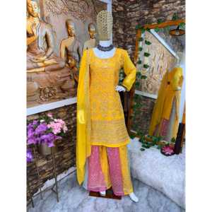 Ensemble de vêtements de fête pour femmes de créateur Beau haut Sharara Dupatta - Product Image 2