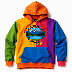 Sweat-shirt à capuche Adventure Dog Outdoor Crew Color Block pour homme, coupe classique, décontracté, printemps, polyester, French Terry, avec poche. - Product Image 1