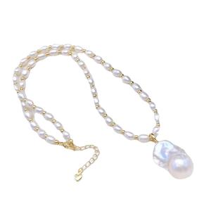 Collar de Perlas de Agua Dulce Versátil y Elegante, Estilo Urbano, Collar de Perlas de Arroz Pequeñas - Product Image 5