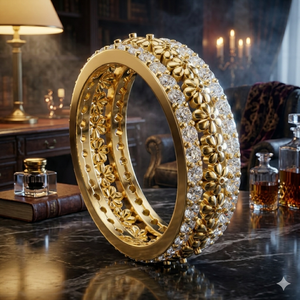 Anillo floral de oro amarillo para mujer, anillo de eternidad con cristales de lujo, regalo de joyería de moda para aniversario de boda - Product Image 1