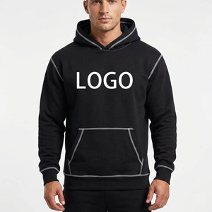 Sudadera con Capucha Negra para Hombre, Corte Regular, Algodón French Terry, Bolsillo Frontal con Logotipo, Estilo Casual para Otoño - Product Image 1
