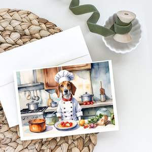 Whimsical A7 Size 5x7 Blank <b>Note</b> <b>Cards</b> Pack of 8 with Envelopes English Foxhound the Chef <b>Greeting</b> <b>Cards</b> - Product Image 2