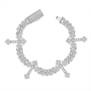 Pulsera de lujo estilo Hip Hop con cruz cubana Iced Out de moissanita VVS y diamantes, de plata de ley 925, para hombre y mujer - Product Image 1