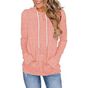 Sweat-shirt à capuche surdimensionné pour femme, couleur unie, tricot côtelé, manches longues, ourlet asymétrique, design avec poche, vêtements d'automne - Product Image 5