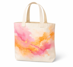 Custom Printed Logo Promotional Personalized Reusable Shopping Cotton <b>Canvas</b> Tote <b>Bags</b> with Watercolor Print - Product Image 5
