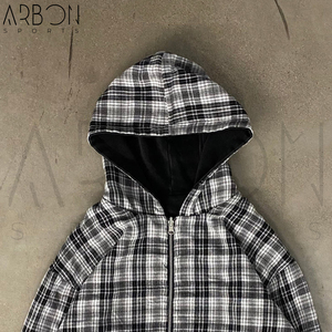 Nouveau sweat à capuche double couche à motif écossais pour homme, style vintage streetwear, service OEM ODM, sweats à capuche écossais réversibles pour adulte - Product Image 5