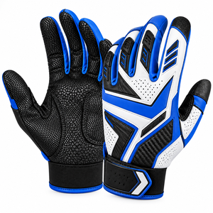 <b>Cheap</b> Price Sports Wear Baseball Batting Gloves Hook And Loop Closure Breathable Leather Anti Slip Palm Batting Gloves - Product Image 1