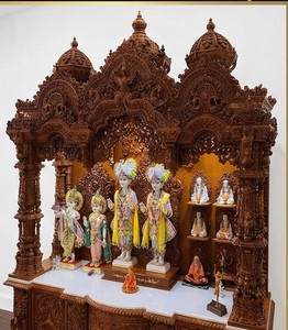Templo de Madera Swaminarayan BAPS del Sur de la India, Tamaño Grande, Acabado Tradicional en Nogal, Madera de Teca, Estilo Divino, Sala de Pooja - Product Image 2